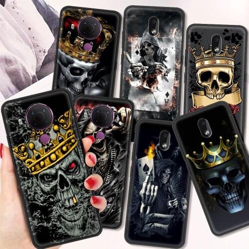 Skull Luxury Silicone Cover for Nokia 2.2 2.3 3.2 4.2 7.2 1.3 5.3 8.3 5G 2.4 3.4 C3 1.4 5.4 Phone Soft Case