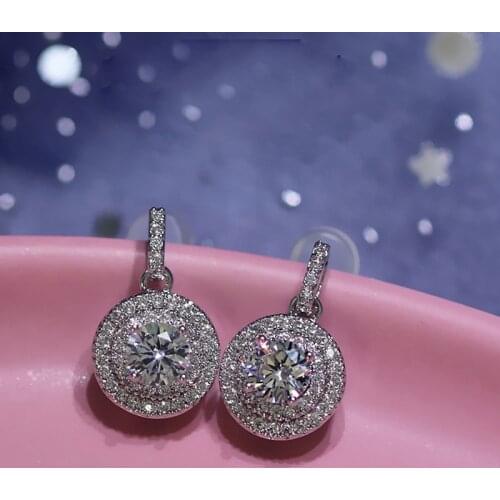 Retro Round Zircon Stud Earring Women Girls Minimalist Trendy Crystal Full Zircon Earring Fashion Jewelry Gift