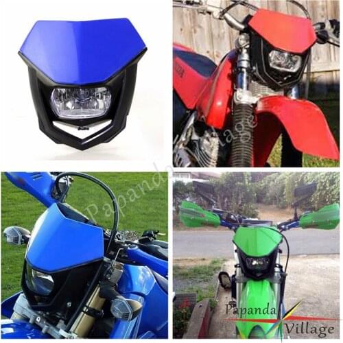 Papanda Blue Universal Motocross Head Lamp Dual Sport Supermoto Headlight Enduro Fairing for Yamaha YZ YZF WR WRF XT TT