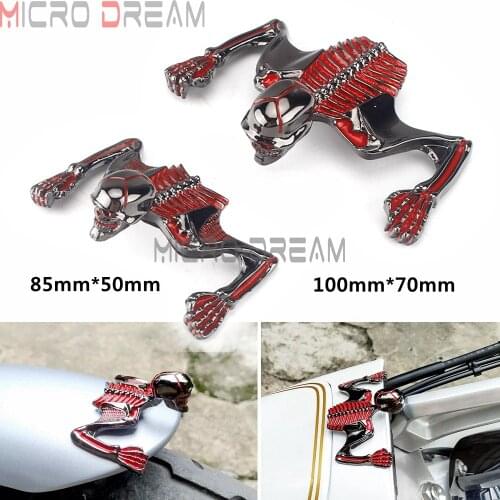 Universal Steel Crack Punk Skull Head Ornament Headlight Visor Skeleton Fender Mudguard Curved Housing Figure Graph Decorative