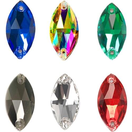YANRUO 3223 Navette Hot Sew On Craft Glass Stones And Crystals Rhinestones For Wedding Dress Decorative Stones