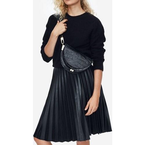 Women Crossbody Bag Fashion Sac Crocodile Flap Semicircle Saddle Bag PU Leather Shoulder Bag Female Handbag Designer Bolsa Purse