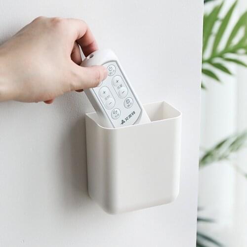 Self Adhesive Remote Control Storage Box Wall Mounted Bathroom Organizer Rack for Makeup Brushes Phone, Hanging Container Holder