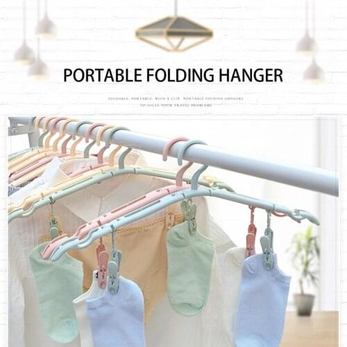 1pcs Clothes Rack Travel Folding Hanger Multi-Function Portable With Clip Drying Rack Non-Slip Clothes Hanger