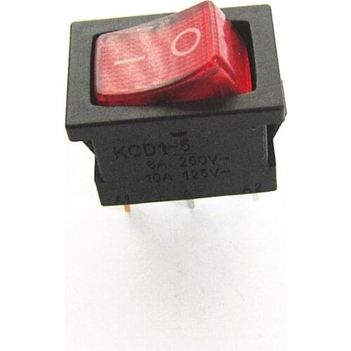 15*21mm KCD1 On-Off 3Pin Boat Car Rocker Switch 6A/10A 250V/125V AC Red Button Power dispenser switch boat switch