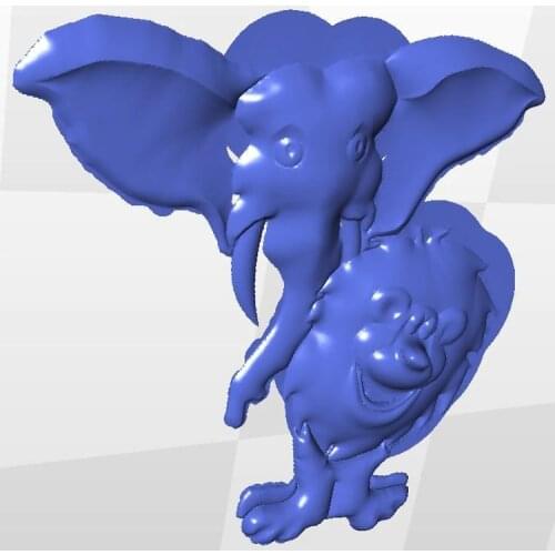 3d artcam lion_and_elephant for cnc in STL file format model relief