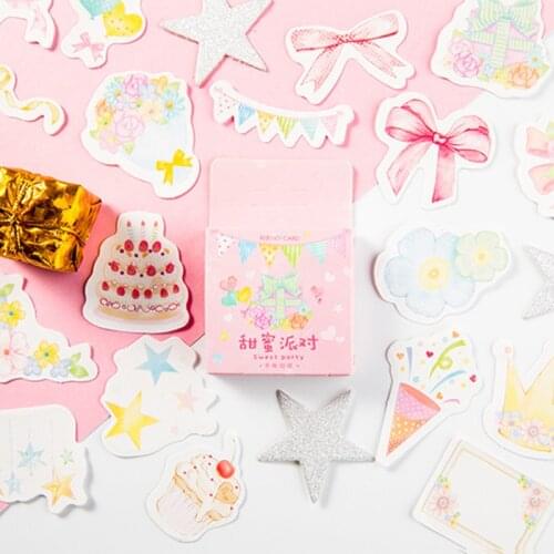 45pcs/box Sweet party sticker adhesive Paper Sticker Decoration diy Handmade Gift Card photo album Scrapbooking Sticker