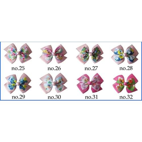 50 BLESSING Girl 4" Double Easter Hair Bow Clip Accessories Chicken Rabbit