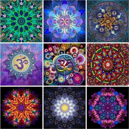 Huacan 5d Diy Diamond Painting Mandala Flower Full Square/round Mosaic Embroidery Fantasy Floral Diamond Art Wall Decor