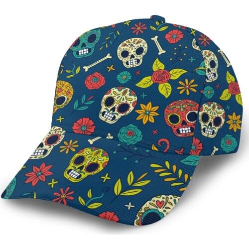 Day Of The Dead Skull And Flowers Baseball Cap women men snapback caps Classic Style hat Casual Sport Outdoor cap
