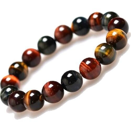 Natural Tiger Eye Bracelet Men Women Genuine Tigers Eye Stone Beads Elastic Beaded Bracelets Fine Bangle Jewelry Accessories