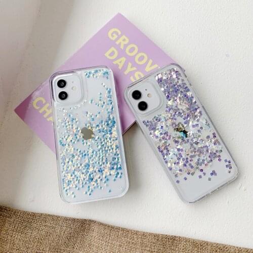 Luxurious Bling Glitter liquid Quicksand Diamonds Sparkly Stars TPU Clear Case for iPhone 13 12 11 Pro XS Max XR 8 7 Plus Cover