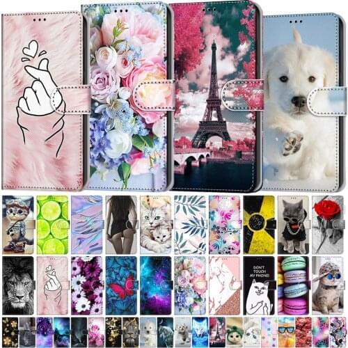 Kids Etui Card Holder Wallet Flip Case For for Huawei Honor 20 Nova 5T Honor 20s Flower Cat Butterfly Pattern Phone Book Cover