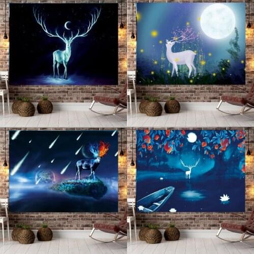 Color cartoon elk anime tapestry wall tapestry bohemian decor wall hanging tapestry tapesrty tapestry wall hanging one direction
