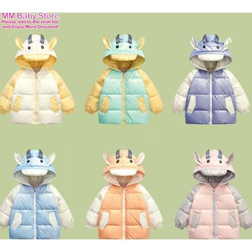 Children Ox Horn Down Jackets Winter Jacket Down Baby Girls Jackets Kids Hooded Outerwear Boys Snowsuit Coat Children Clothing