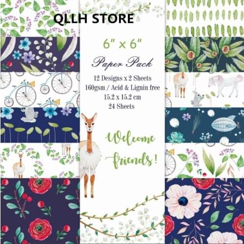 Welcome friends Scrapbooking paper pack of 24 sheets handmade craft paper craft Background pad P20