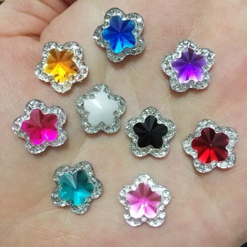 HOT 40PCS Random Mixed color Resin 12MM Resin flower Flatback Crafts Appliques/ DIY Crafts C13A