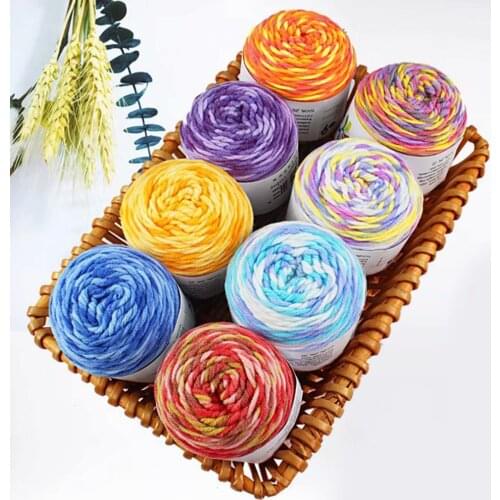 Gradient Dyeing Milk Cotton Yarn Ball Hand Bulky Knitting Magic Color Sweater Cardigan Scarf Hat Cotton Wool Yarn Crochet Thread