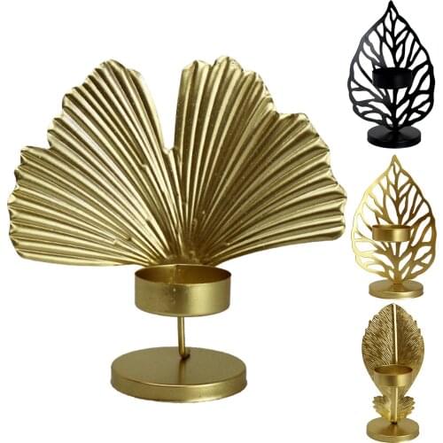 Exquisite Metal Candle Holder Candlestick Holder Hollow Leaves Shape Candle Holders Table Centerpiece Candle Stick Home Decor