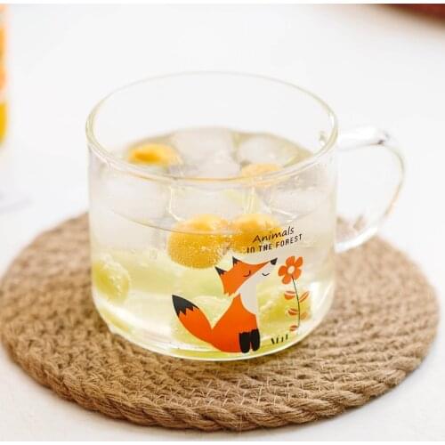 Creative Cute Fox Coffee Mugs Breakfast Animal Milk Juice Tea Heat Resistant With Handle Cup Transparent Thickening Home Gift