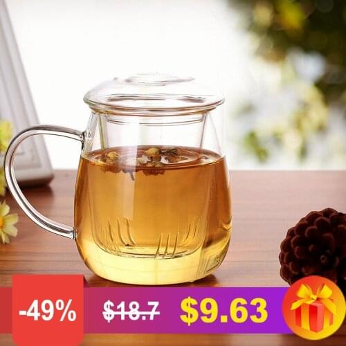 MORGIANA 350ml Creative Glass Tea Cup with Built-in filter High Quality Glass Milk Coffee Mugs Cup With Hid Perfect Craft Gift