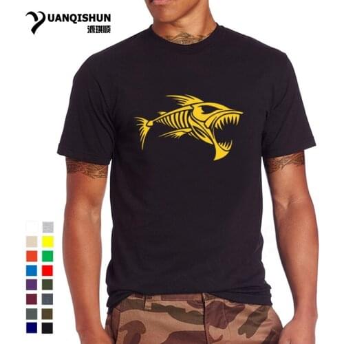 2018 New Skull Fish Bones T-shirt Fishings T shirt Men Cotton Short Sleeve Mens O Neck Tops Tees 28 Color Boutique T-shirt