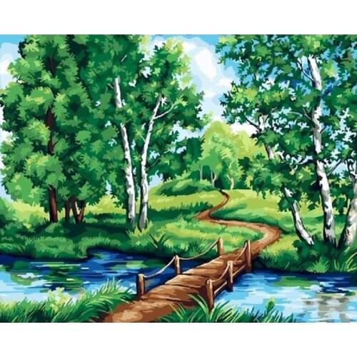 Green Forest Scenery 40x50CM DIY Digital Painting By Numbers Modern Wall Art Oil Painting Holiday Gift Home Decor Big Size