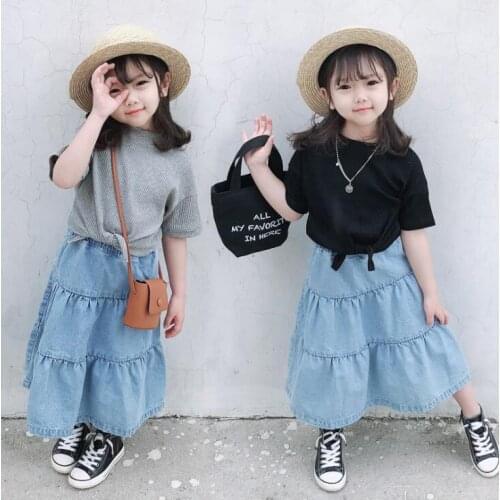 2020 new wholesale girls denim skirt summer fashion girls skirts 2-8 years HV174