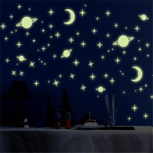 New Fluorescent Stickers Universe Planet Star Glow Dark Luminous Celling Wall Art Home Paste Ceiling Decoration Decal sticker