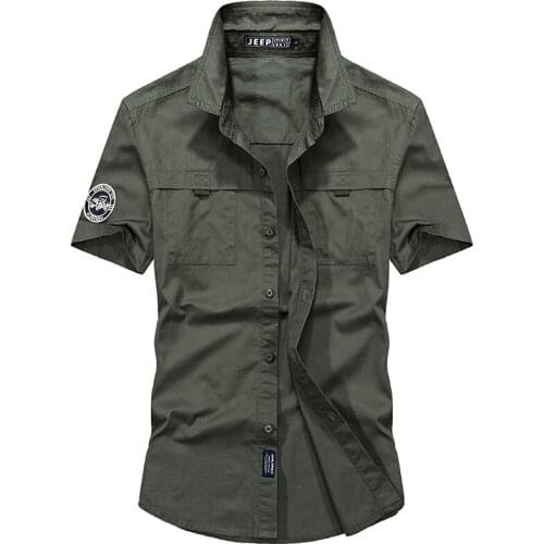 New Summer Casual Shirts Men Cotton Breathable Short Sleeve Solid Mens Shirts Military Armband Army chemise homme Size M-3XL