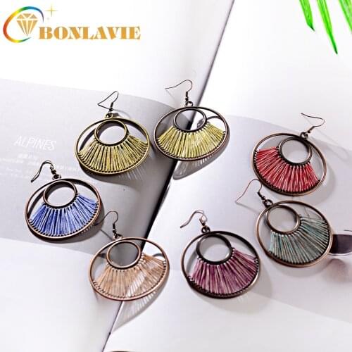 NUNCAD Hand-crafted Gold Wire Winding Alloy Fabric Earrings Women Jewelry Wholesale Good Quality