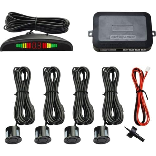 Car Parktronic LED Parking Sensor With 4 Parking Sensors Car Parking Ra dar Monitor Detector System 0.3-2.5m Backlight Display