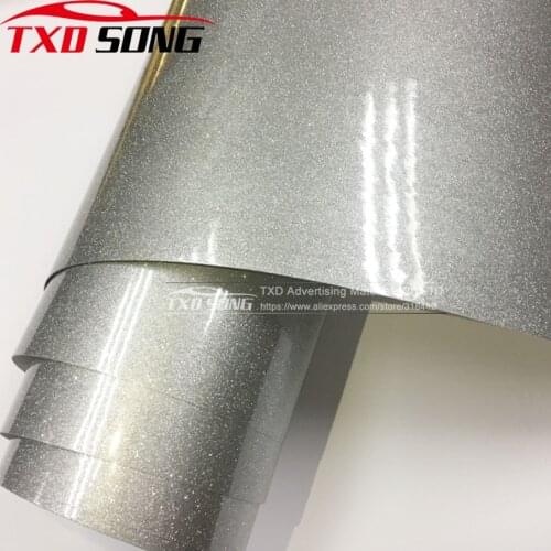 Premium car styling High glossy silver Diamond pearl glitter wrapping vinyl film Glossy silver diamond glitter car sticker