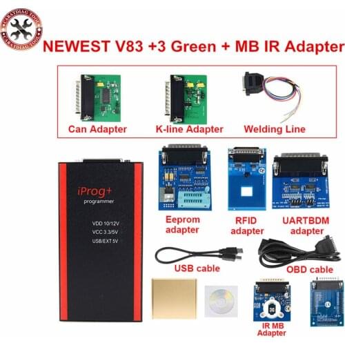 Iprog+ Key Programmer Support IMMO + Mileage Correction + Airbag Reset Iprog Pro Till 2019 Replace Carprog with 7 adapters