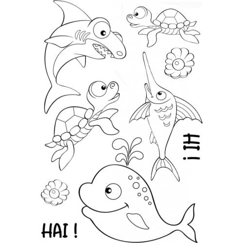 Turtle shark with German Words Transparent Clear Stamps for DIY Scrapbooking/Card Making/Kids Decoration Supplies ST0763