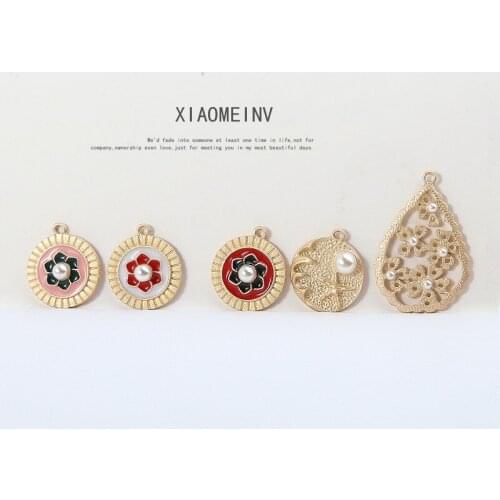 10pcs Korean Style Trendy Geometric earrings for women vintage Pearl Oval Pendant Round Drop Earrings Diy Jewelry Accessories