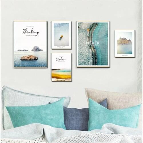 Nordic Canvas Art Painting Decor Poster Ocean Beach Landscape Wall Art Simple Home Decoration HD Print Bedroom Living Room Mural