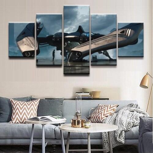 Modern Canvas Oil Painting Style Modular Wall Art Pictures Home Decor 5 Panel Spaceship Star Citizen Game Poster HD Printed