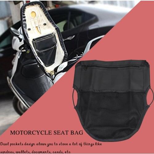 Motorcycle Scooter Seat Bag PU Leather Scooter Under Seat Storage Pouch Bag Dual Pockets Organizer For Wallets Documents Cards