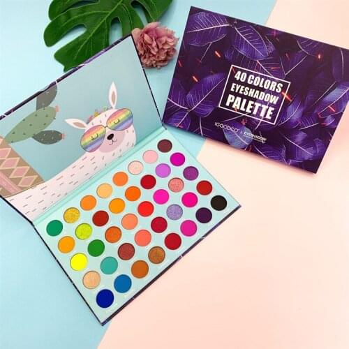 IGOODCO Leaf Cartoon Alpaca 40 Color Eye Shadow Longlasting Pearly Matte Sequins Multicolor Eyeshadow Palette Eye Makeup TSLM2