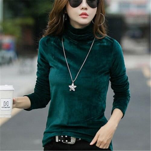 Plus Size 4XL Thick Warm Winter Velvet Top Female Turtleneck Pullovers Long Sleeve Warm Womens Turtleneck Sweater Shirt Lady