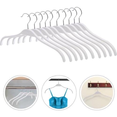 1 Set 10 Pcs Plastic Coat Hangers Practical Simple Traceless Clothing Hangers Simple Clothes Hanger Without Trace