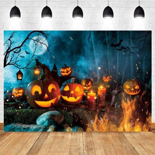 Yeele Photocall Halloween Baby Portrait Backdrop Moon Forest Pumpkin Light Fire Photography Background Photographic Photo Studio
