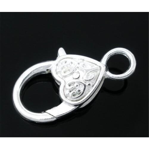 DoreenBeads 10 Silver color Heart Shape Lobster Clasps 25x13mm (B06358), yiwu
