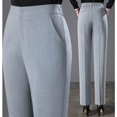 Womens Trousers Autumn New Elastic Waist Business Wear Formal Wear Straight Pants High Waist Womens Casual Long Pants