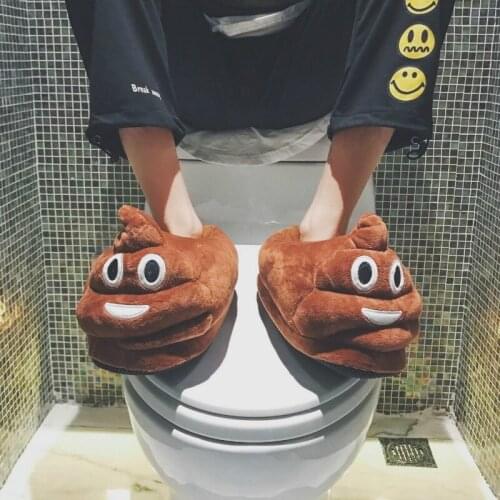 Qmaigie Winter slippers men Shoes Warm Soft Indoor house man slippers Plush Non-slip room slide Cute Poop Funny slippers Unisex