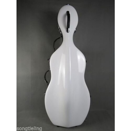 1/2 white fiberglass cello hard case with wheells #6732
