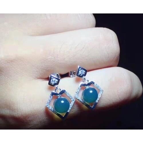 1pcs/lot s925 silver inlaid Mexican blue amber ring earrings Adjustable ring size natural A variety of styles bijoux femme takı