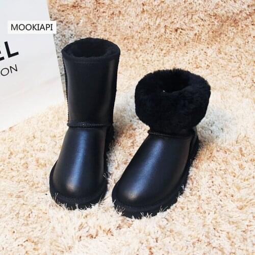 2019 Free shipping! Classic Nature fur Wool real sheepskin leather snow boots for women winter shoes High Quality
