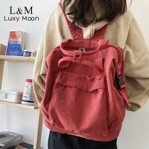 2021 Canvas Backpack Women Leisure Backpack For Teenage Girls Portable Large Capacity Travel Mochila Backpack Schoolbag X291H